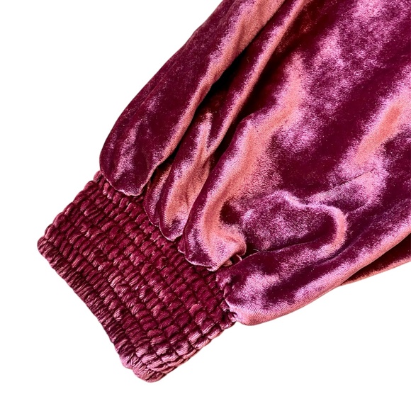 Anthropology Velvet Velour Smocked Gloria Wine Harem Jogger Pocket Pants Smalll - Picture 5 of 10